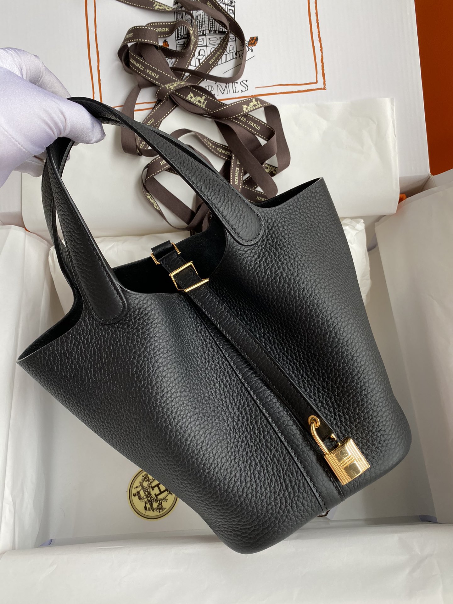 Hermes Picotin Lock 18 Bag In Black Clemence Leather